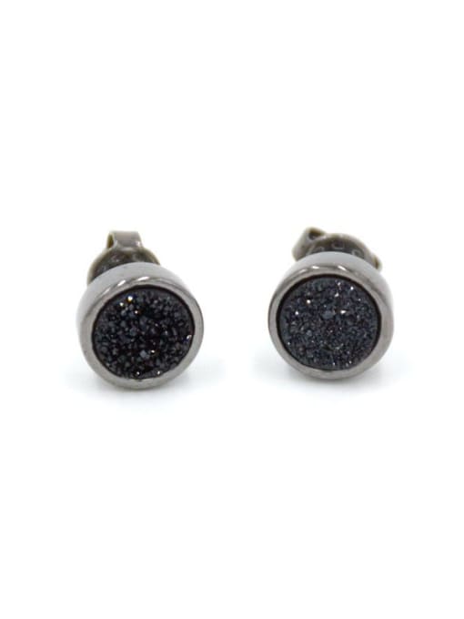 Black Simple Tiny Natural Round Crystal Stud Earrings