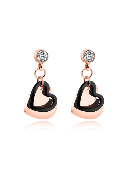 Open Sky Fashion Rhinestones Heart-shaped Titanium Earrings 0