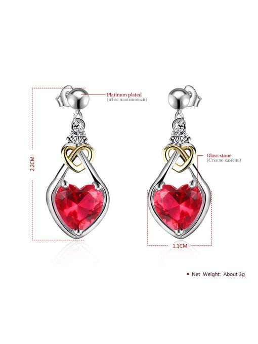 Ronaldo Copper Platinum Plated Glass Stone Heart Three Pieces Jewelry Set 2