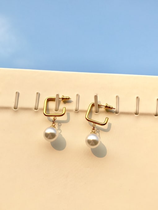 LI MUMU Stainless Steel With  Imitation Pearl Stud Earrings 3