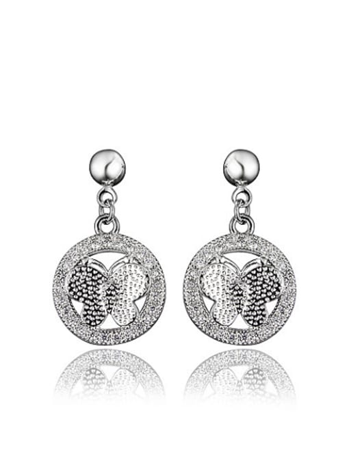 White Gold Exquisite Butterfly Shaped Platinum Plated Drop Earrings