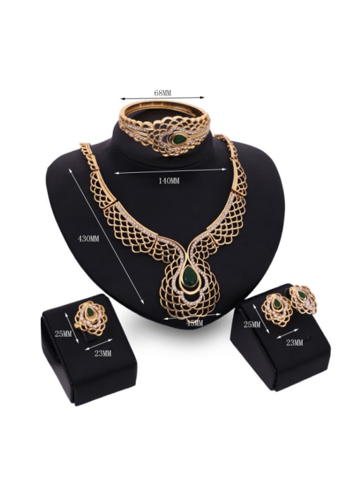 BESTIE Alloy Imitation-gold Plated Vintage style Stone Lace-shaped Four Pieces Jewelry Set 3