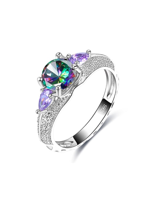 Ronaldo Women Purple Glass Bead Geometric Shaped Ring