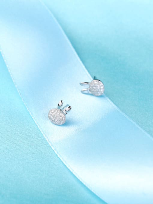 kwan Cute Rabbit Head Silver Stud Earrings 2