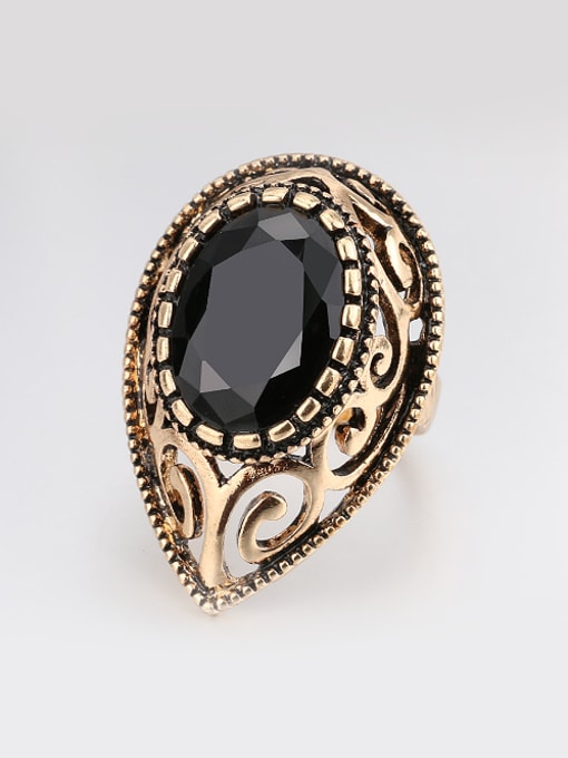 Black Retro style Oval Resin stone Water Drop Alloy Ring