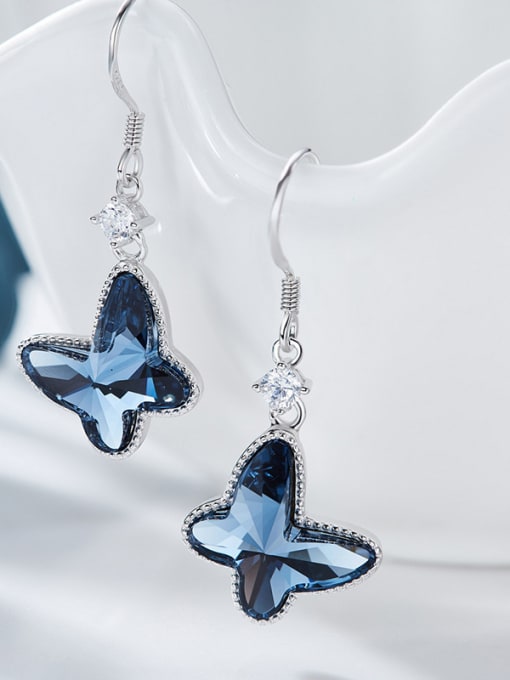 CEIDAI S925 Silver Blue Butterfly hook earring 2