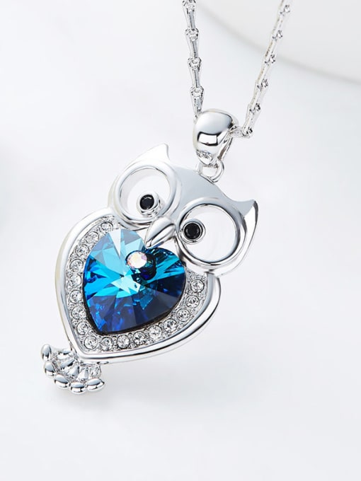 CEIDAI Fashion Little Owl austrian Crystals Pendant Copper Necklace 2