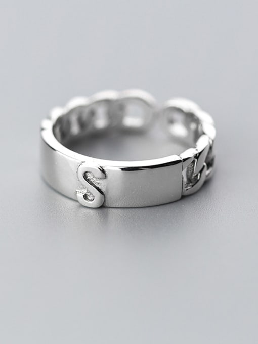 Rosh Fashionable Letter S Shaped Open Design S925 Silver Ring 1