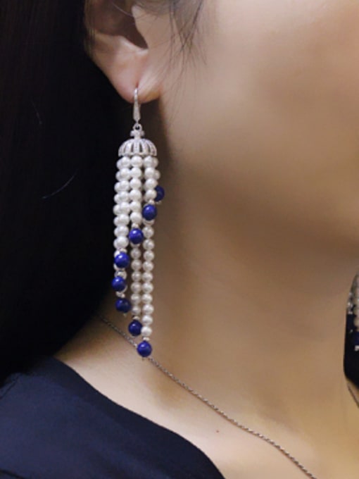 L.WIN Retro Shell Pearls Tassel hook earring 1