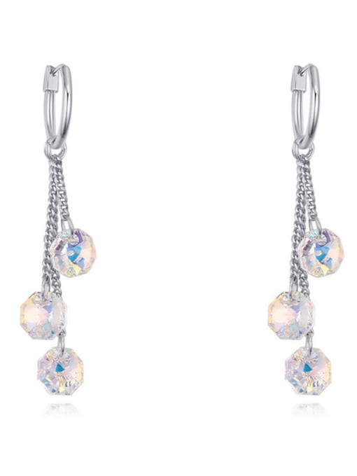 white Simple Little Round austrian Crystals Alloy Earrings