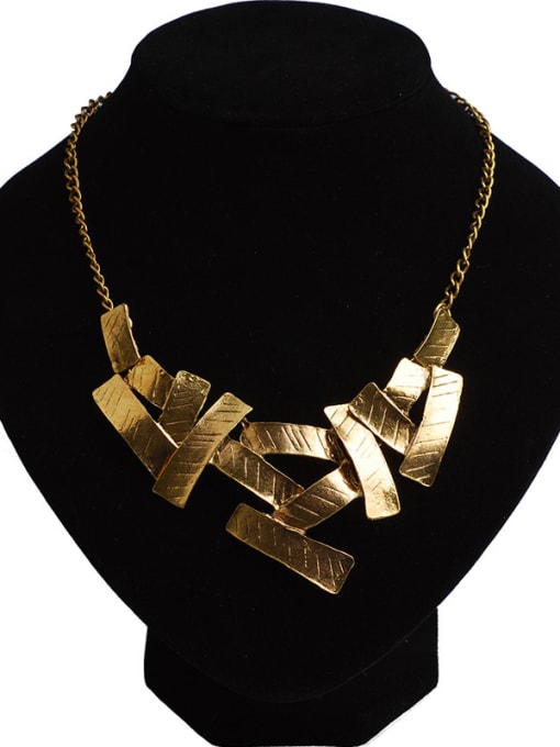 Qunqiu Personalized Irregular Rectangular-stack Alloy Necklace 0