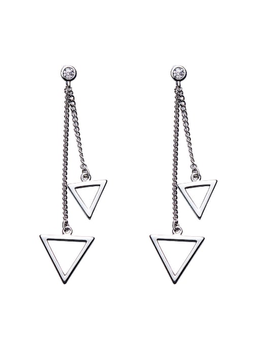 CEIDAI Simple Hollow Triangles 925 Silver Stud Earrings 0