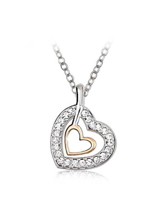 OUXI Fashion Austria Crystals Hollow Heart shaped Necklace
