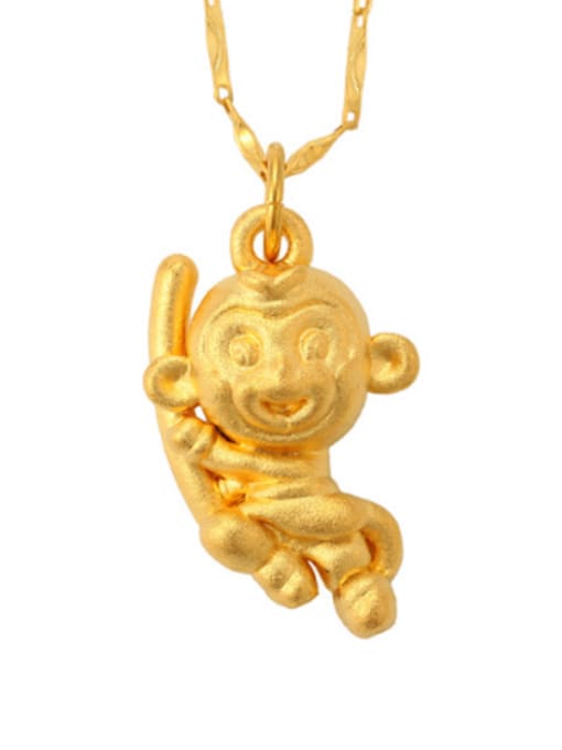 E Personalized Little Monkey Gold Plated Pendant