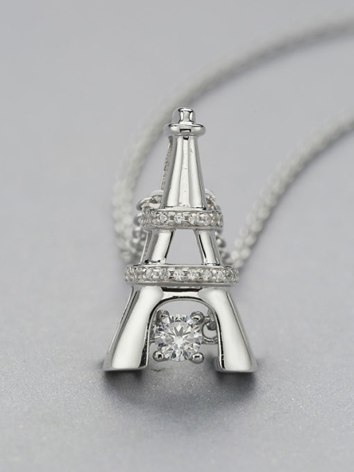 One Silver Tower Shaped Necklace 0