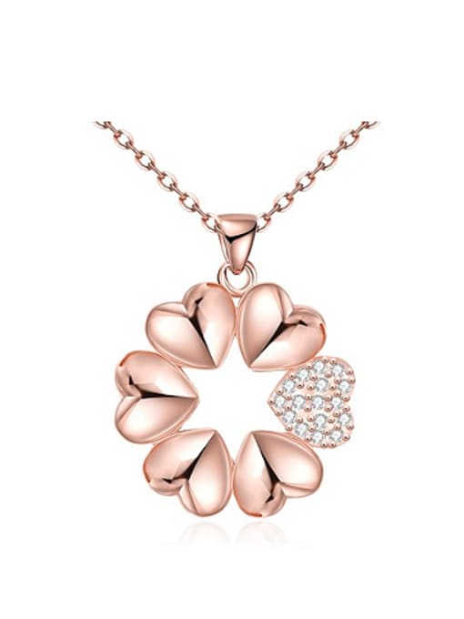 Rose Gold Fashion Heart shapes Zircon Necklace