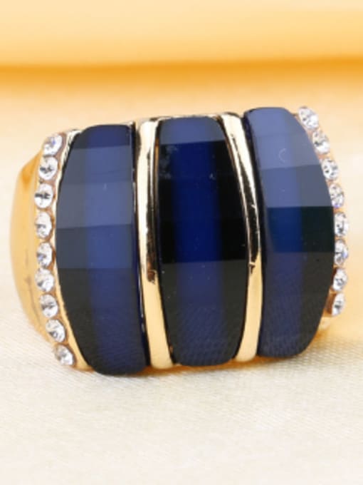 Blue Personalized Resin stones White Rhinestones Alloy Ring