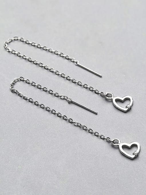 One Silver Simple Little Hollow Heart 925 Silver Line Earrings 3