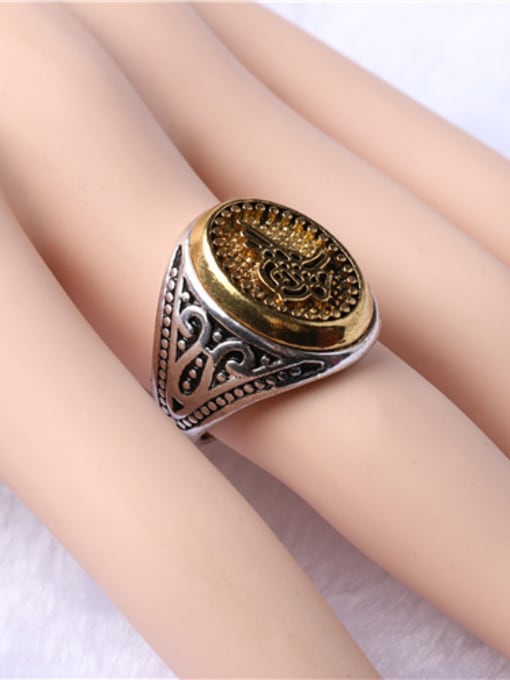 Gujin Punk style Retro Two-tone Plated Alloy Ring 1
