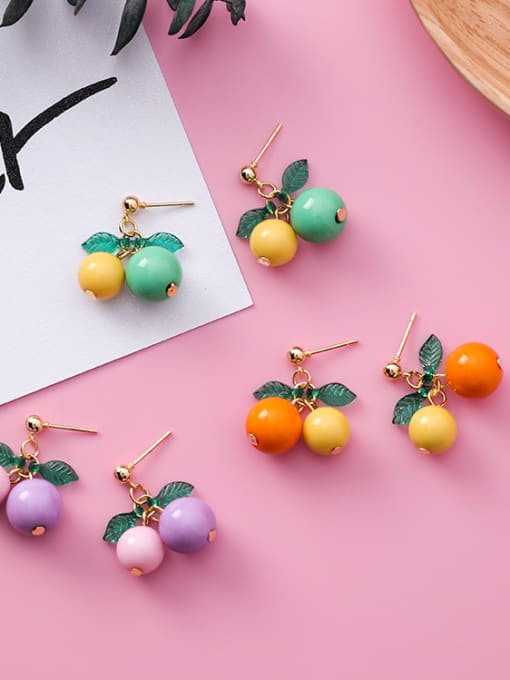 Girlhood Alloy With Gold Plated Cute Cherry Stud Earrings 0