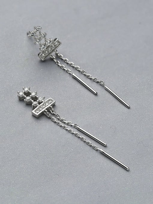One Silver Women Temperament Geometric Tassel Earrings 2