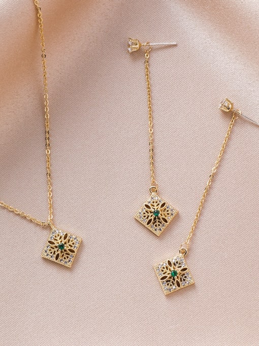 Girlhood Alloy With Gold Plated Simplistic Square Cubic Zirconia Necklaces 0