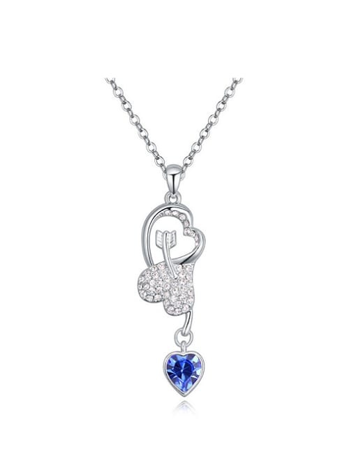 QIANZI Fashion Shiny austrian Crystals Heart Pendant Alloy Necklace 0