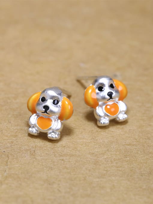 Peng Yuan 925 Silver Little Puppy Dog Glue Stud Earrings 2