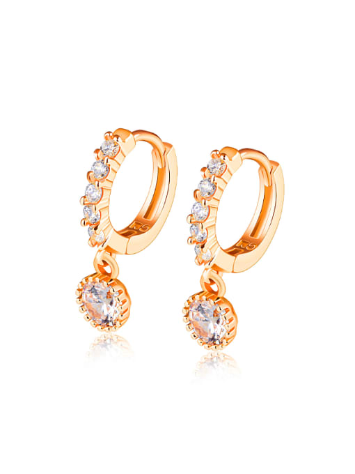 Open Sky White Zircon Champagne Gold Plated Earrings 0