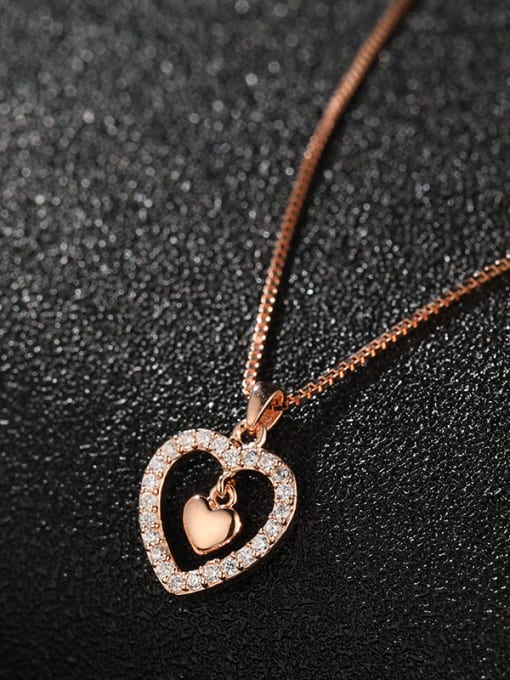 UNIENO 925 Sterling Silver With Rose Gold Plated Cute Heart Locket Necklace 1