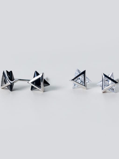 Rosh S925 silver simple triangle flexible zircon stud Earring 3