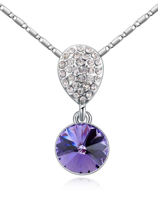 QIANZI Simple Shiny austrian Crystals Pendant Alloy Necklace 1