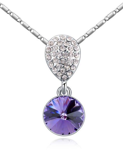 purple Simple Shiny austrian Crystals Pendant Alloy Necklace