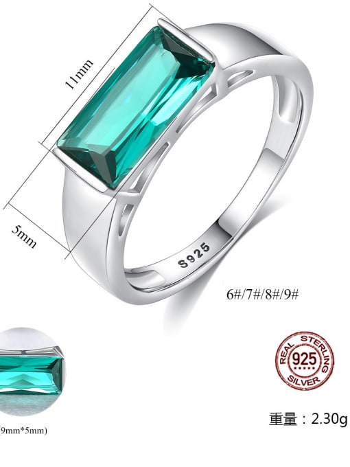 CCUI Sterling Silver square Green zircon ring 3