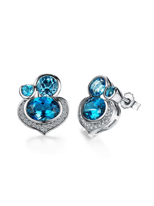 Deli Fashion Sapphire Gemstones Heart-shaped stud Earring 0