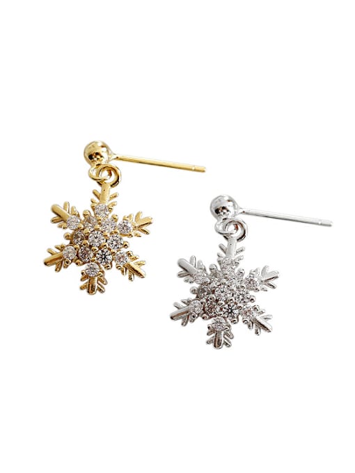 DAKA Fashion Cubic Zircon-studded Snowflake Silver Stud Earrings 0