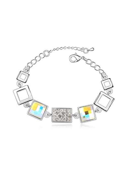 QIANZI Simple Square austrian Crystals Alloy Bracelet 1