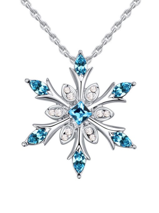 QIANZI Fashion Snowflake Pendant austrian Crystals Alloy Necklace 3