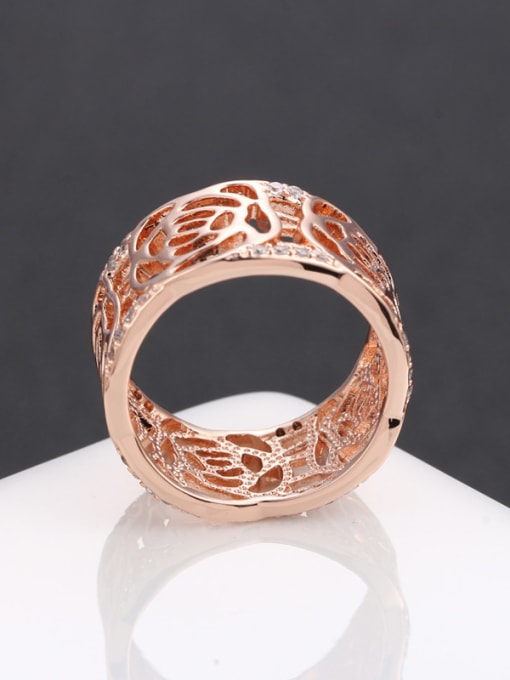 Ronaldo High Quality Rose Gold Plated Hollow Flower Zircon Ring 2