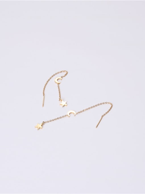GROSE Titanium With Gold Plated Simplistic Chain Threader Earrings 0
