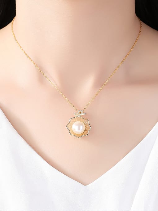 CCUI Pure Silver Natural Freshwater Pearl plated 18K gold necklace 1