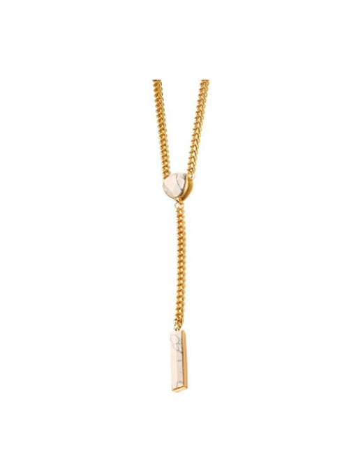 CONG Elegant Gold Plated  White Stone Alloy Sweater Chain