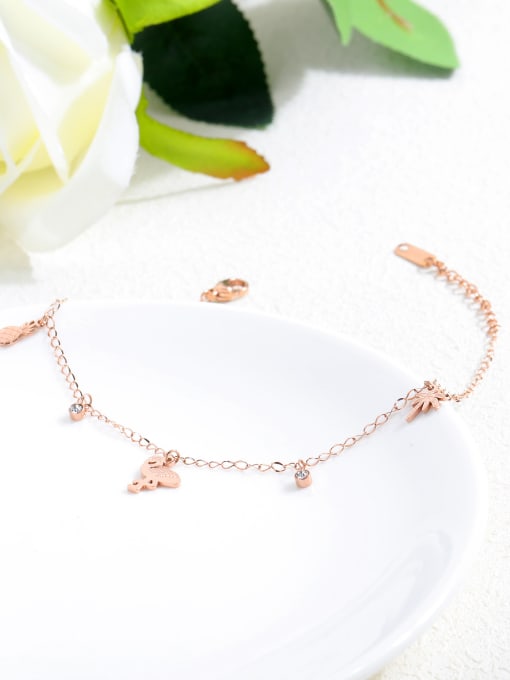 rose gold Stainless Steel With Rose Gold Plated Personality Animal Anklets