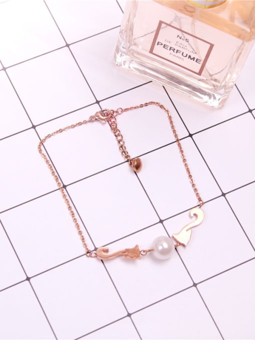 GROSE Lovely Fashion Artificial Pearl Titanium Anklet 3