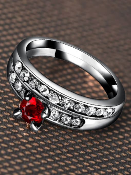 Ronaldo Red Black Gun Plated Zircon Ring 2