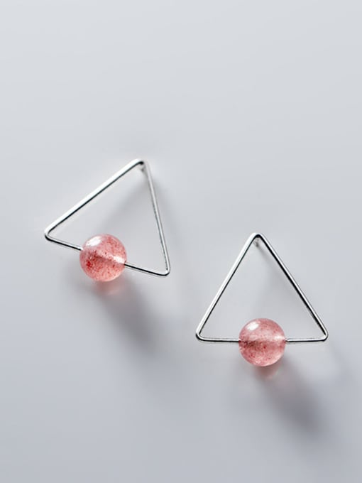 Rosh 925 Sterling Silver With Rose Gold Plated Simplistic Triangle Stud Earrings 3