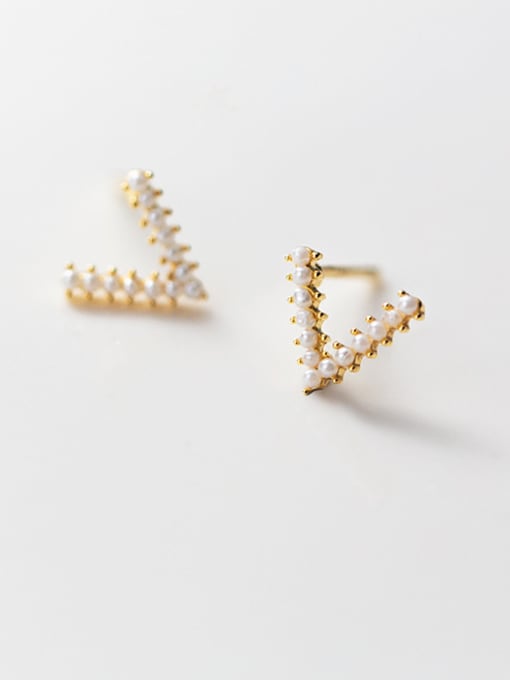 Rosh 925 Sterling Silver With Gold Plated Cute Geometric Stud Earrings 0