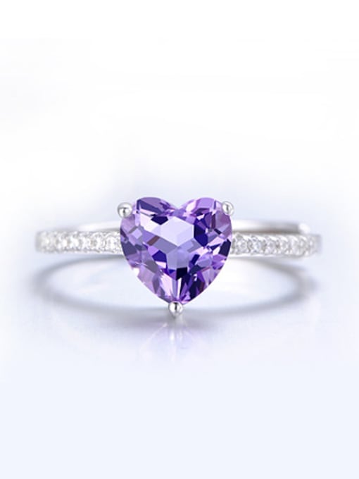 Deli Platinum Plated Heart-shaped Gemstone Ring 0