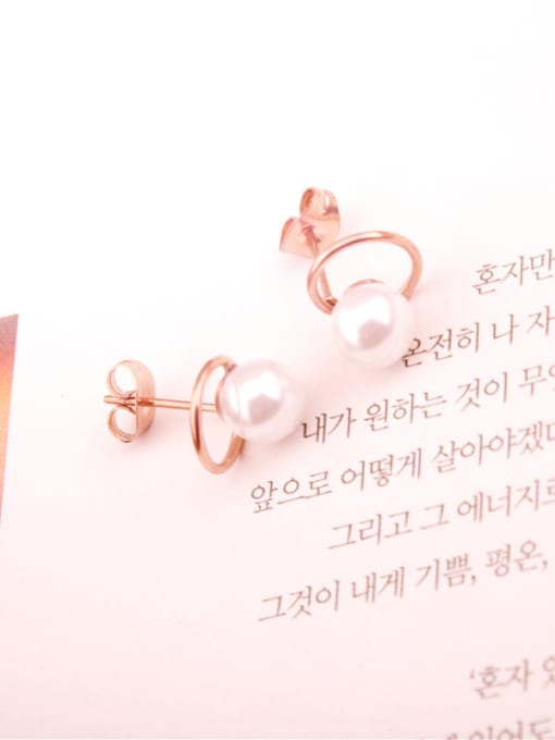 GROSE Rose Gold Plated Artificial Pearls Stud Earrings