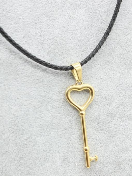 Golden Retro Key Shaped PU Necklace